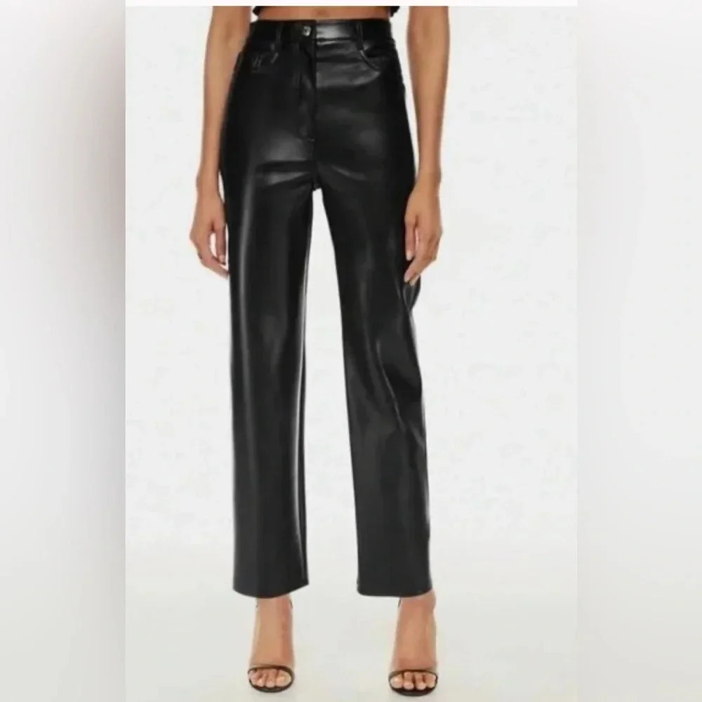 Aritzia Wilfred The Melina Pant High Waisted Vegan Leather Black Size 10